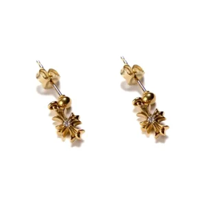 Chrome Hearts Solid Gold 22K Tiny Plus Drop Earring With Diamond