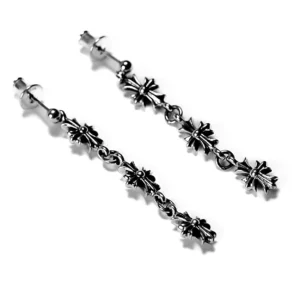 Chrome Hearts Triple Cross Drop Earrings