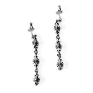 Chrome Hearts Triple Cross Drop Earrings