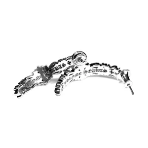 Chrome Hearts Floral Cross Hoop Earrings