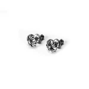 Chrome Hearts Cross Ball Stud Diamond Earrings