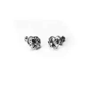 Chrome Hearts Cross Ball Stud Diamond Earrings