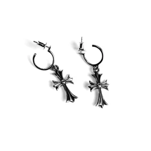 Chrome Hearts Tiny Cross Hoop Earrings