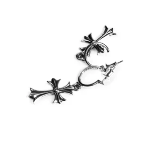 Chrome Hearts Tiny Cross Hoop Earrings