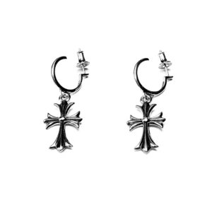 Chrome Hearts Tiny Cross Hoop Earrings