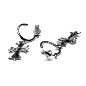 Chrome Hearts Tiny Cross Hoop Earrings