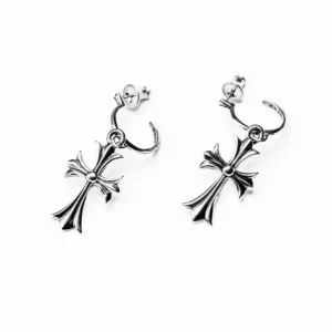 Chrome Hearts Tiny Cross Hoop Earrings